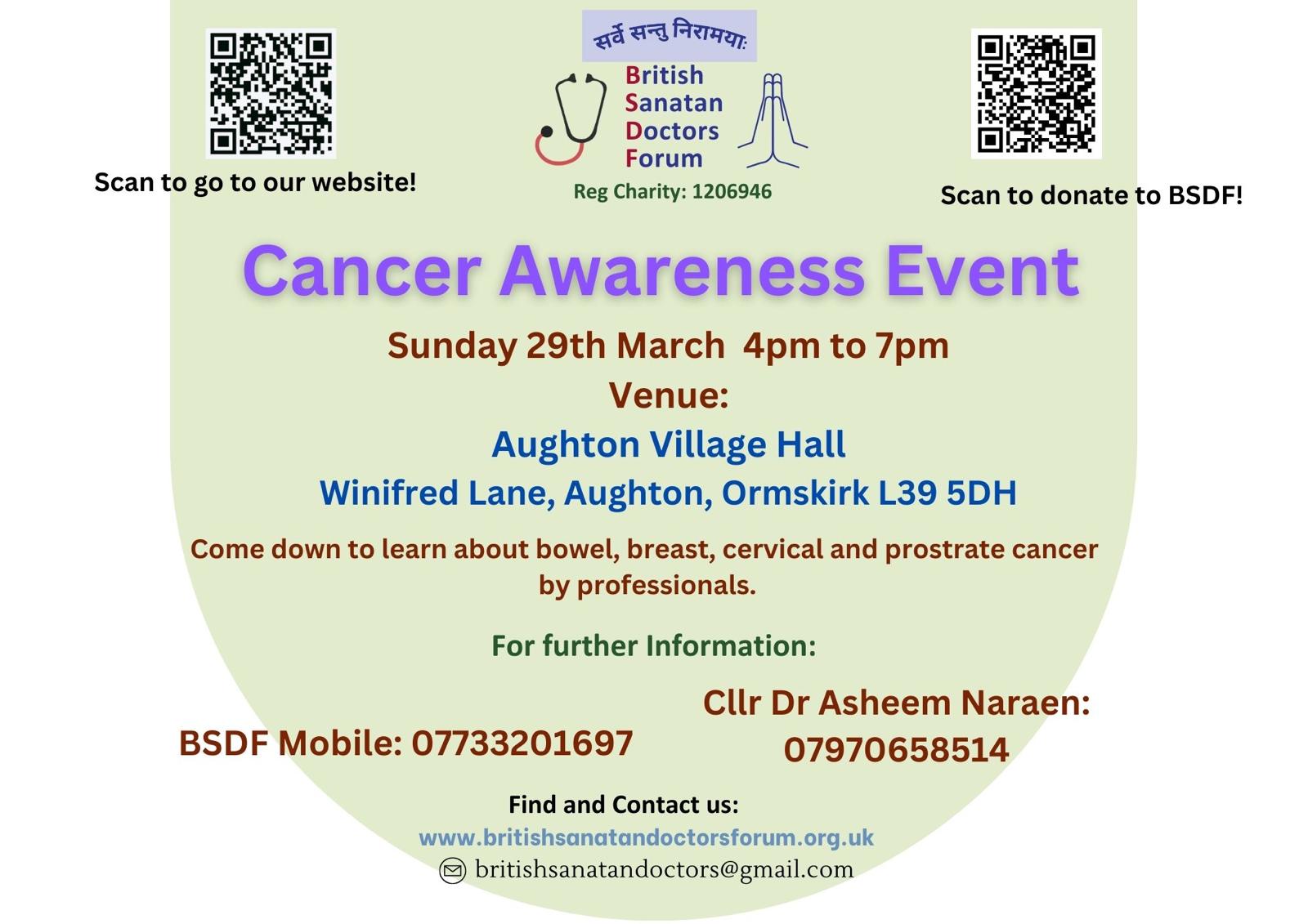 Cancer Talk Aughton Hall Poster